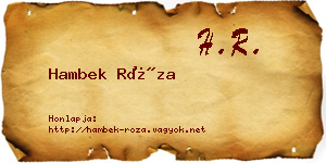 Hambek Róza névjegykártya